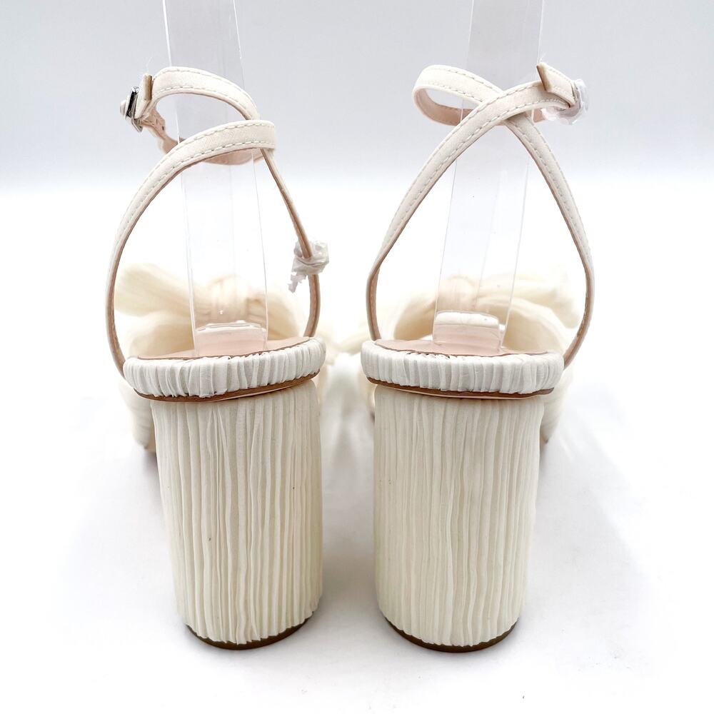 Loeffler Randall Camellia Sandals Pearl White Pleated Bow Heels Sz 7.5 - Picture 10 of 13